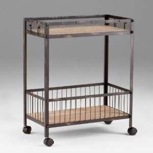   Loft Raw Steel Reclaimed Wood Iron Serving Bar Cart: Furniture & Decor