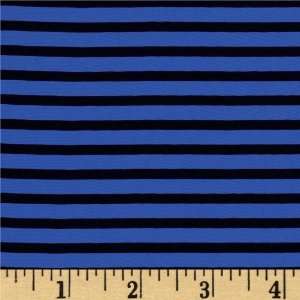  44 Wide Silk Crepe De Chine Stripes Cobalt/Black Fabric 