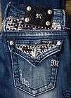   Rhinestones and Sequins Flap Pocket Bootcut jeans in Medium Blue 24