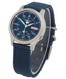 Seiko 5 Mens Blue Dial Automatic Military Watch  Overstock