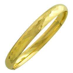 14k Yellow Gold 7 inch Diamond cut Bangle Bracelet (8.3 mm 