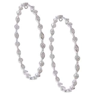 Sterling Silver Diamond Accent Hoop Earrings  Overstock