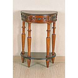 Carved Wood Half moon Two tier Wall Table  