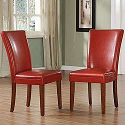 Charlotte Faux Leather Dining Chairs Red (Set of 2)  Overstock