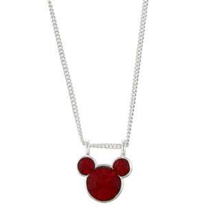  Disneys Mickey Mouse Sterling Silver Dark Red Crystal 