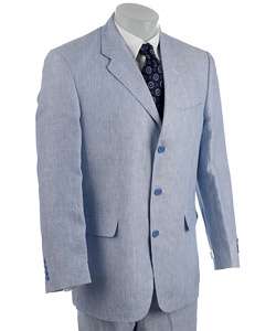 Adolfo Mens Blue/ White Linen Suit  Overstock