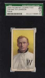 1909 T206 WALTER JOHNSON Portrait SGC 1.5  