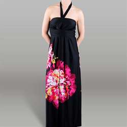 JFW Womens Black Floral Halter Maxi Dress  Overstock