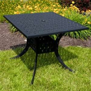  36 Cast Aluminum Square Table   Black: Patio, Lawn 