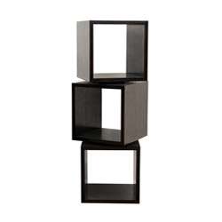 Judson Dark Brown Wood Modern Rotating Cube Display Shelf   