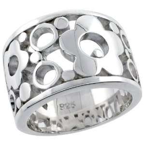  Sterling Silver Flawless Quality Flower Ring w/ Bubbles, 1 