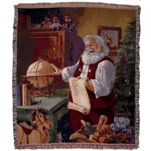  Santa Checking Christmas List Holiday Tapestry Throw 