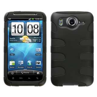 FLEX Hard / Gel 2 Tone Case for HTC INSPIRE 4G Black/Black with Screen 