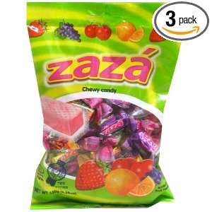 Zaza Assorted Flavors & Colors Fruit Chewy Candy (Small) 3 Packs