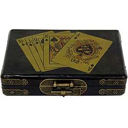 Black Lacquer Playing Card Set Box (China)  Overstock