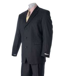 Geoffrey Beene Mens Dark Grey Pinstripe Suit  