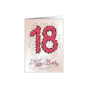 18th birthday card with roses and leaves Card