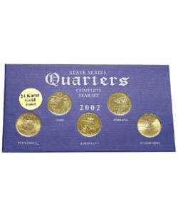 24k Gold Plated 2002 State Quarter Series & Knife  