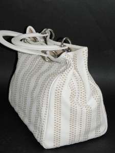 CHRISTIAN DIOR White Woven Calfskin Leather Tote Bag Handbag $1990 NWT 