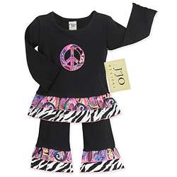 JoJo Designs Girls 2 piece Floral Peace Sign Outfit  