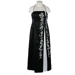 Morgan & Company Womens Black Satin Prom Dress  