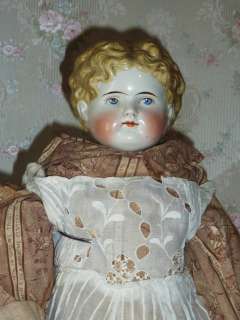 Antique German Curly Top Child Kling Blond Doll Clothing and Body 