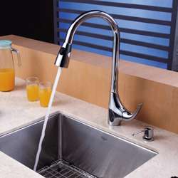   Pull out Sprayer Kitchen Faucet and Soap Dispenser  