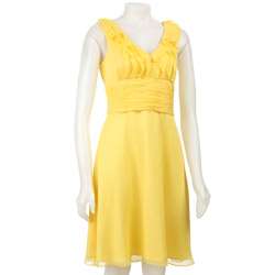 Tahari ASL Womens Yellow Chiffon Dress  Overstock
