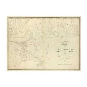   Map Of New Orleans And Adjacent Country, 1824 Giclee