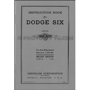 1935 Dodge DU Car Owners Manual Reprint: Dodge:  Books