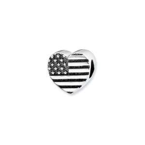 US Flag Heart Charm in Sterling Silver for Reflections, Expression 