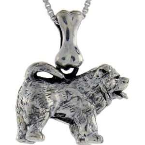  925 Sterling Silver Chow Chow Dog Pendant (w/ 18 Silver 