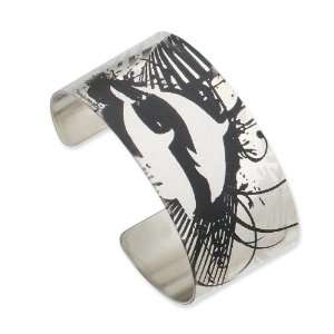   Stainless Steel Swimming Dolphins Brushed Cuff Bangle: Chisel: Jewelry