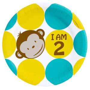   Mod Monkey 2nd Birthday Dinner Plates (8) Party Supplies Toys & Games