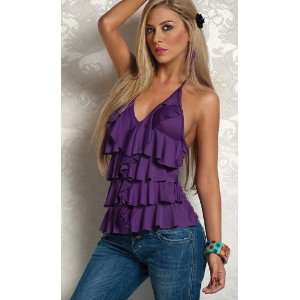  Purple Layered Ruffle Halter Top One Size Toys & Games