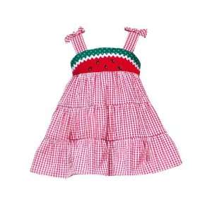   Too Red and White Seersucker Gingham Watermelon Dress (Size 12 Months