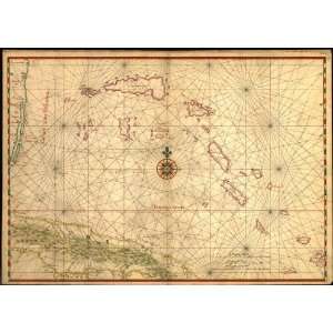 1650 Map island of Cuba and of Bahamas 