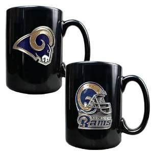  St. Louis Rams 2pc Black Ceramic Mug Set   Primary and 