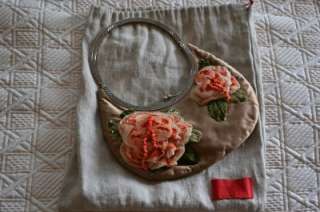Auth VALENTINO GARAVANI Fabric Flower Floral Kiss Lock Evening Bag 