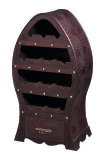Old World Tuscan Wood Tall Wine Rack With Studded Accents  