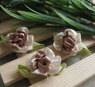 200/40 Fancy 2tone satin ribbon flower Appliques Craft/Wedding DIY U 