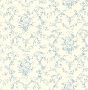 Cottage Chic Feminine Soft Blue Floral Wallpaper  