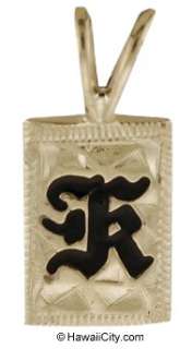 Hawaiian Jewelry 14k Gold Custom Enamel Initial Pendant  