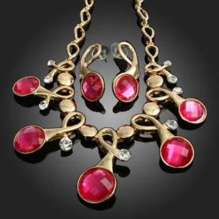 ARINNA ruby stone Crystals BIB necklace earrings Sets  