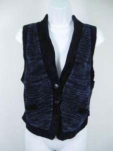 DUNO Navy Knit Sleeveless Button Down Sweater Vest L  