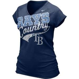   Ladies Navy Blue 2011 Bases Loaded V neck T shirt: Sports & Outdoors