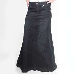 Tabeez Womens Frayed Black Long Denim Skirt  Overstock