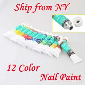 12Colors Nail Art Tips Acrylic Gel Paint Tube Box Set  