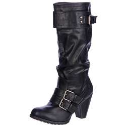 Madden Girl Womens Hiinge Black Mid calf Boots FINAL SALE Price $26 