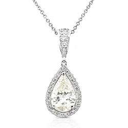 14k Gold 1 2/5ct TDW Pear shaped Diamond Necklace  